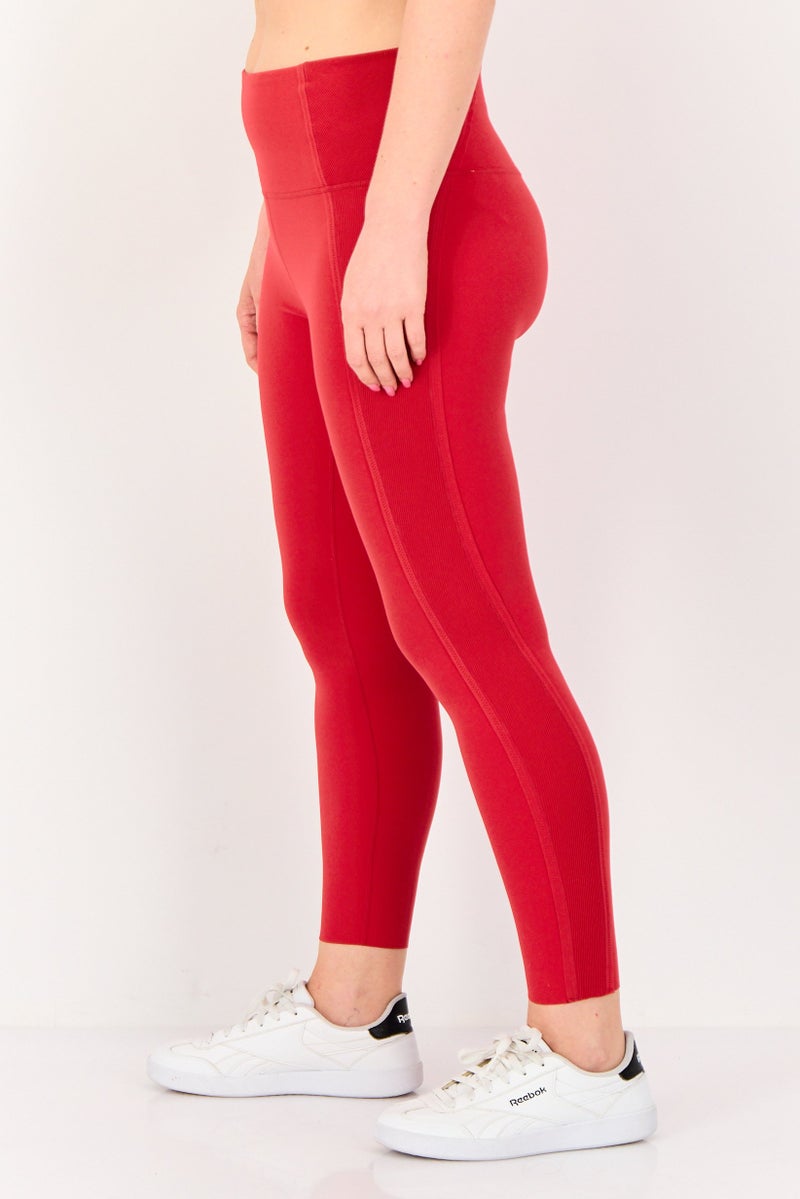 Nike Women Dri Fit Brand Logo Yoga Leggings, Red - Image 2